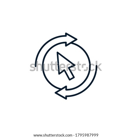 Arrow in a circle, cursor. Updating, waiting, loading. Vector icon isolated on white background.