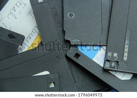 Old black floppy disks destroyed for recycling and security