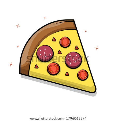Pizza slice vector illustration on with background . flat icon