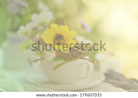 Good morning with bouquet of flowers 
