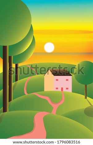 country side one home on the mountain it so beautiful in the morning with the sunshine ​and very happy because there are safe from chemistry 