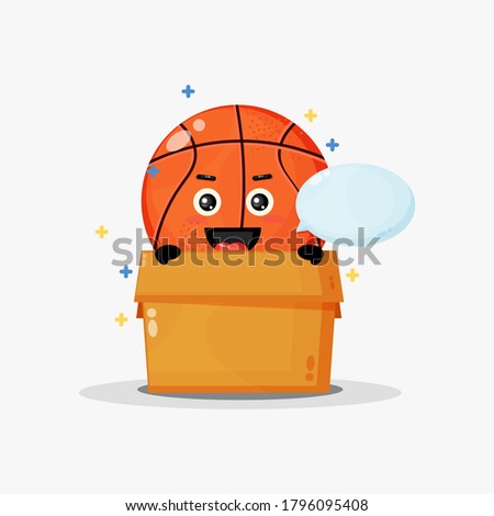 Cute basketball mascot in the box