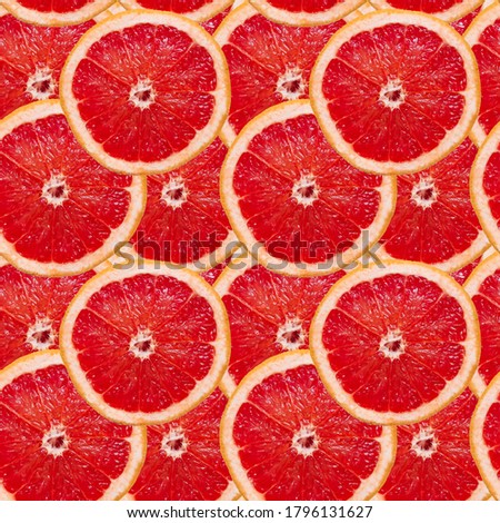
Seamless tropical pattern with bright red grapefruit. Seamless exotic pattern with citrus print. Exotic wallpaper.