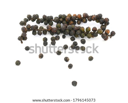 black peppercorns isolated on white background