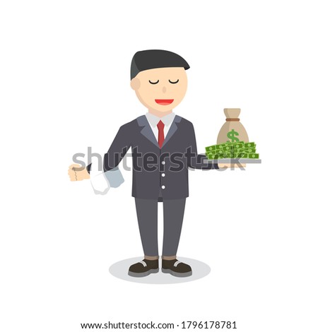 Businessman with Platter Of Money 