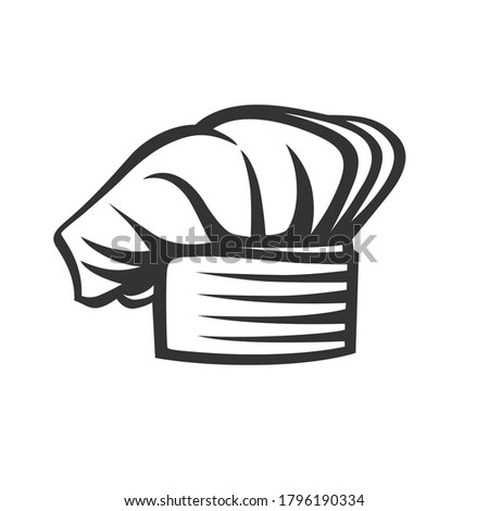 Baker hat icon. Vector linear chefs cap, kitchener headdress. Vector illustration. Black and white vector objects.