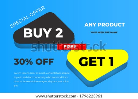 Special offer buy 2, free get 1 sale banner vector template design