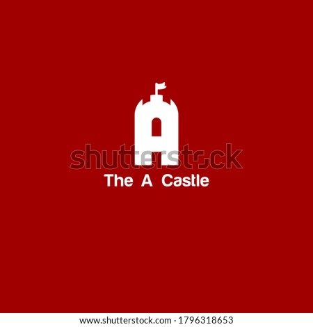 "A" castle vector logo with flag security wall shield