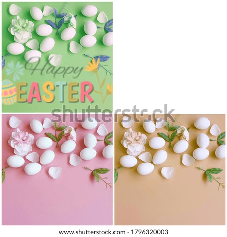 happy easter colorful pastel abstract modern template background   collage set illustration pink yellow blue white pink background 