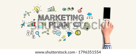 Marketing plan with person using a smartphone
