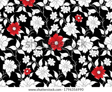 black and white  Flower pattern