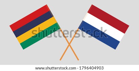 Crossed flags of Mauritius and the Netherlands