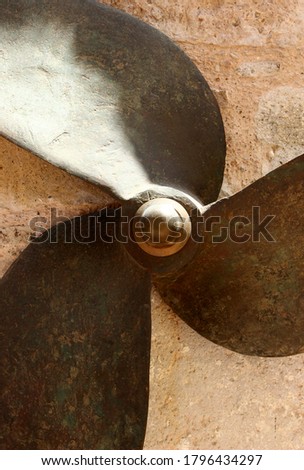 old rusty metal propeller detail
