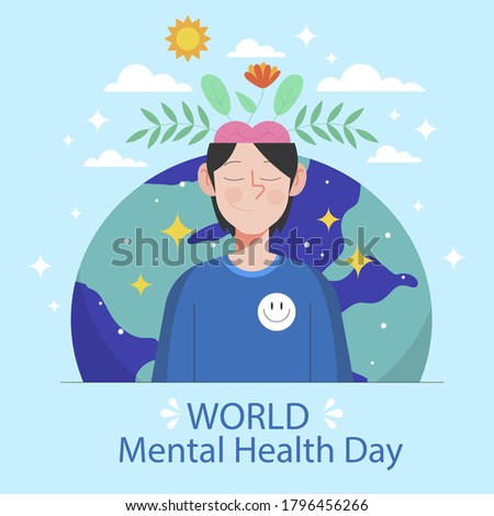 Mental health medical treatment vector illustration. specialist doctor work together to give psychology love therapy for world mental health day concept poster background. Tiny people design style.