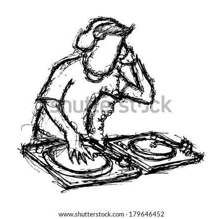 DJ playing turntable