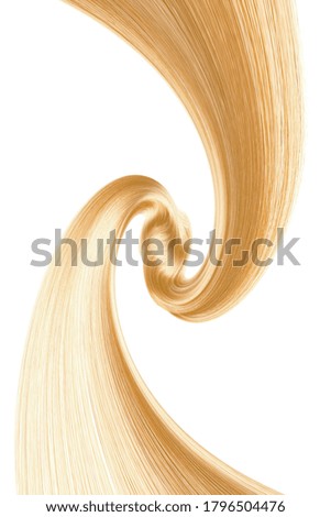 Swirled long blond hair isolated on white background