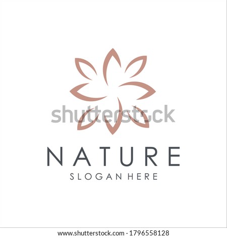 Minimalist elegant leaf and flower rose logo design