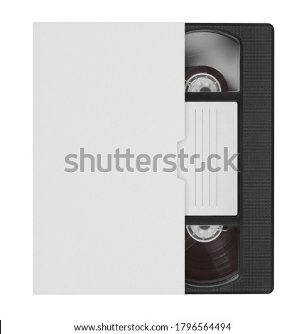 Blank VHS video tape mockup. Analog movie cassette box with copy space. Clipping path Royalty-Free Stock Photo #1796564494