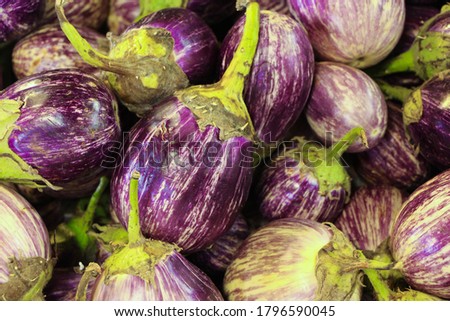 Pile of Sicilian eggplant at a local farmer's market