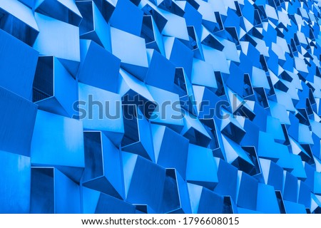Modern architecture background. Building exterior. Blue background.
