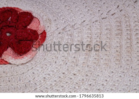 Red crochet rug handmade with little use