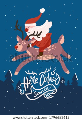 Merry Christmas and Happy New Year illustration. Trendy style. Vector design template. Design for poster, card, invitation, placard, brochure, flyer.