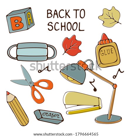 Back to school illustration collection. School related hand drawn illustration collection