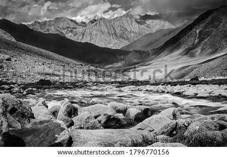 ladhak landscape black and white long exposure 
