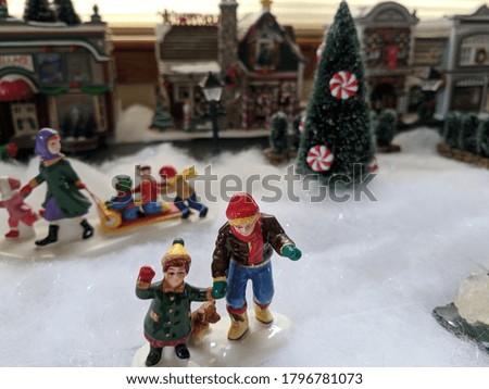 Holiday crafty snow village scene