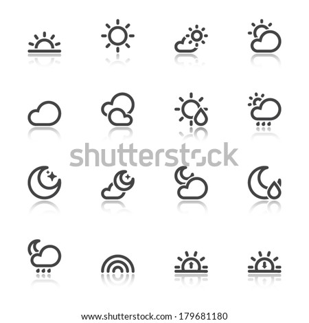 Black icons with reflection about the weather. Nice weather Royalty-Free Stock Photo #179681180