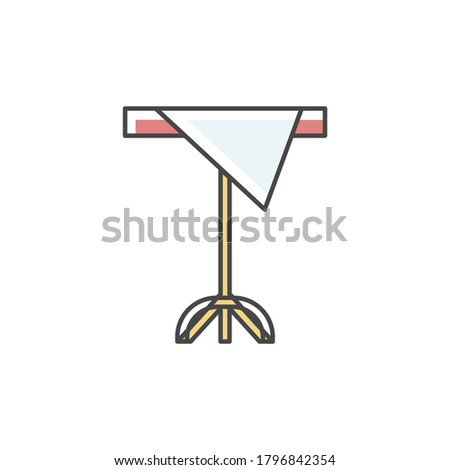 Table with cloth RGB color icon. Diner serving. Restaurant furnishing. Furniture for cafe and cantine. Tablecloth on desk. Home interior, apartment amenity. Isolated vector illustration