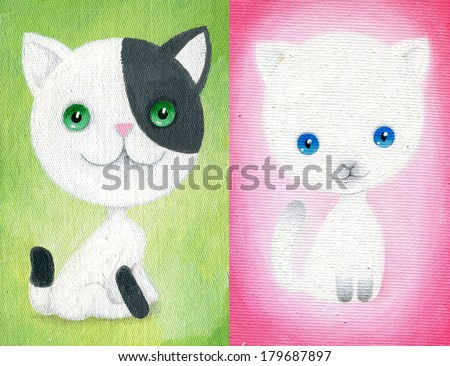 acrylic on canvas painted black and white kitty cat