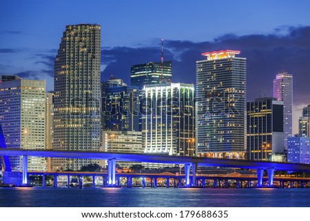 Miami Florida, by night, USA