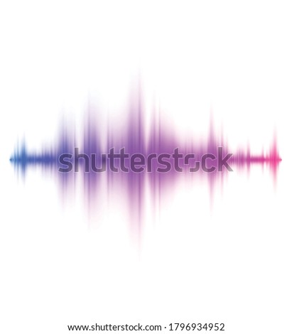 Abstract multicolored blurred sound wave on white background. Vector illustration.