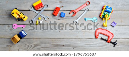  frame made of music accessories for children on white background. top view. copy space
