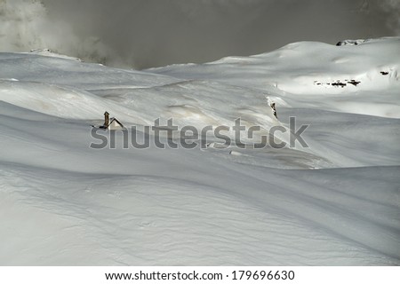 Mountain Hut on the Tre Cime di Lavaredo covered in Snow