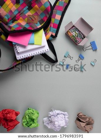 schooling, studying or office concept on mint background