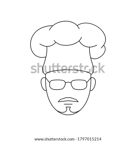 Simple Icon of Male Chef With Van Dyke Beard Wearing Square Glasses