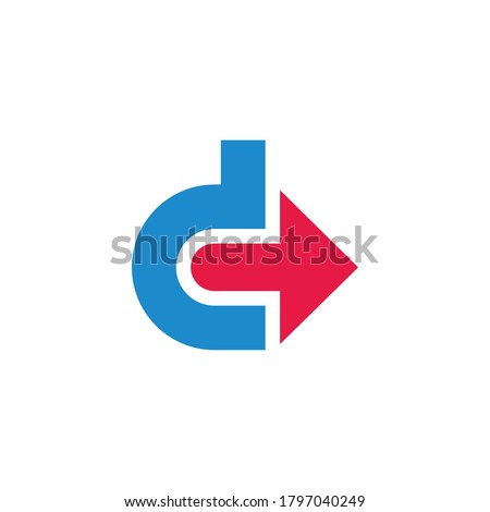 letter dc simple geometric right arrow design logo vector
