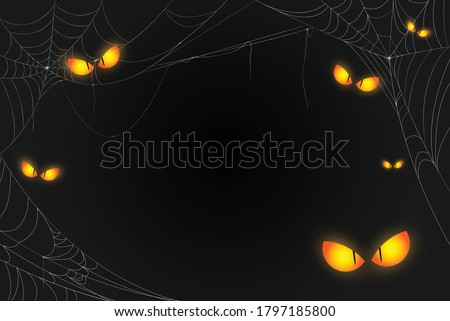 Spooky eyes and cobweb background. The scary of the halloween symbol Isolated on black vector illustration. Royalty-Free Stock Photo #1797185800