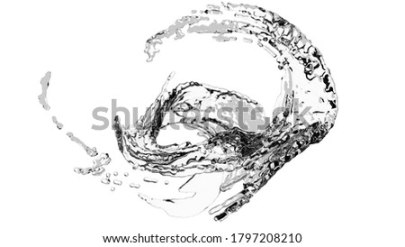 The stream of water, the circular motion, 3D, realistic picture.