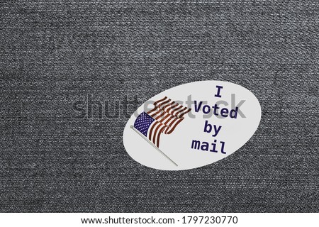 I Voted by mail sticker as concept for voting by mail or absentee ballot paper Royalty-Free Stock Photo #1797230770