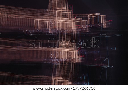 blurred abstract pictures with drawing light in the darkness. long exposure images