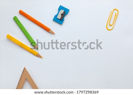 Back to school. Tools for education on isolated background. Banner. Place for text. 