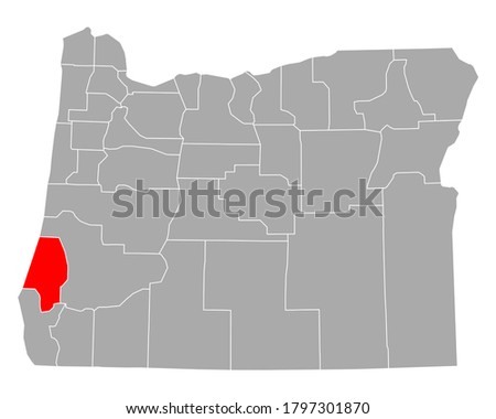 Map of Coos in Oregon on white