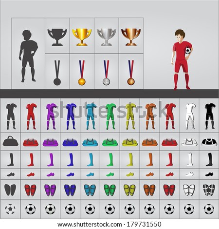Football kit outfit in icons
