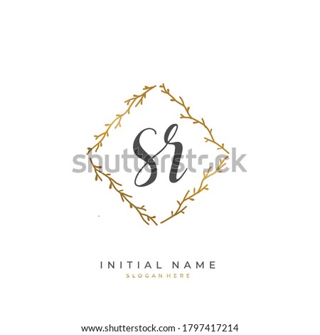 Handwritten letter S R SR for identity and logo. Vector logo template with handwriting and signature style.