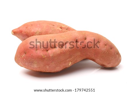 sweet potatos close up isolated on white background 