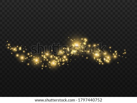Yellow sparks glitter special light effect.  Sparkles on transparent background. Christmas abstract pattern. Sparkling magic dust particles