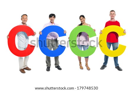 Multi-ethnic and Diverse People Holding The Letter C